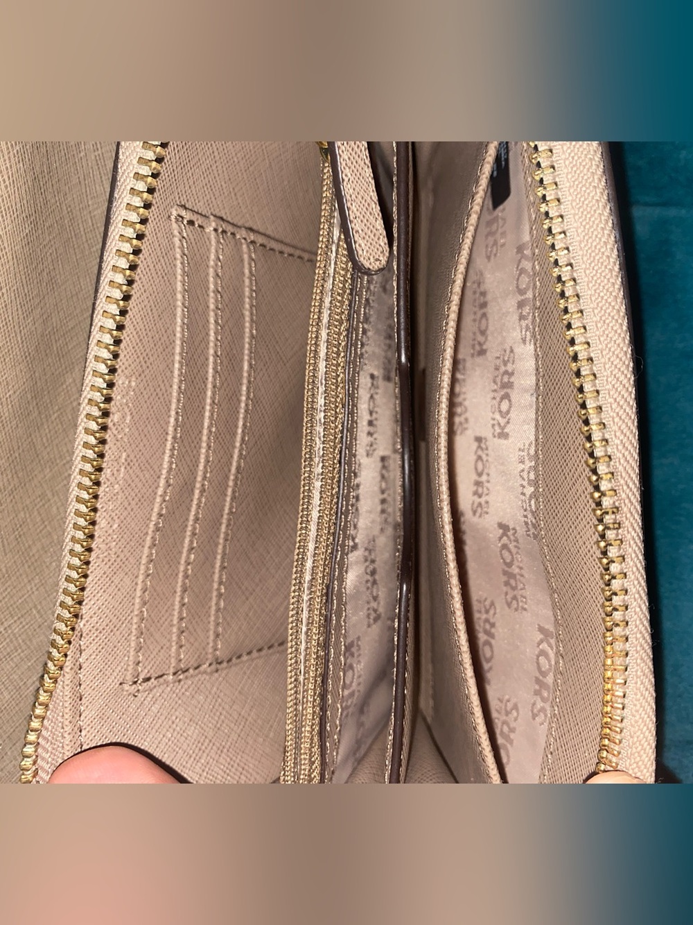 Michael Kors Pebbled Leather Tote And Wallet in Taupe - Picture 5 of 7